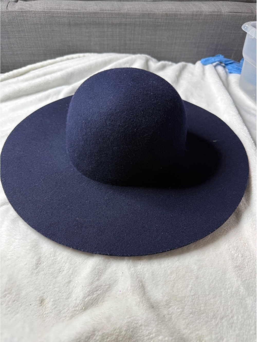J.Crew Navy Blue Wide Brim Wool Felt Hat, Size M/L